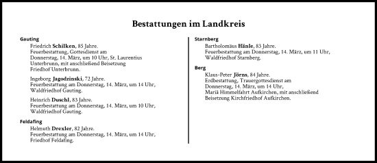 Traueranzeige von Bestattungen vom 14.03.2024 von Süddeutsche Zeitung