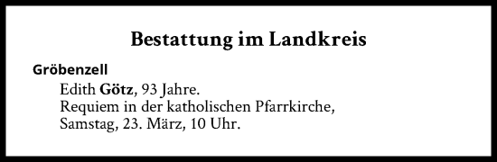 Traueranzeige von Bestattungen vom 23.03.2024 von Süddeutsche Zeitung