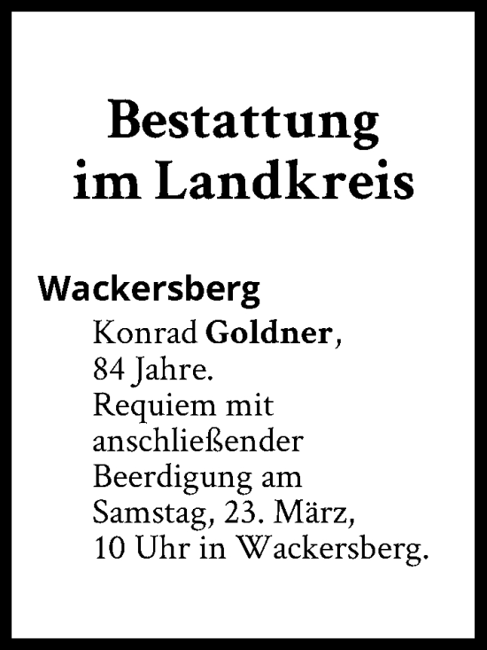 Traueranzeige von Bestattungen vom 23.03.2024 von Süddeutsche Zeitung