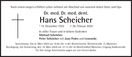 Traueranzeige von Hans Scheicher von Süddeutsche Zeitung