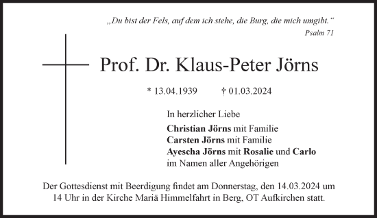 Traueranzeige von Klaus-Peter Jörns von Süddeutsche Zeitung