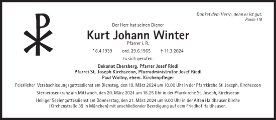 Traueranzeige von Kurt Johann Winter von Süddeutsche Zeitung