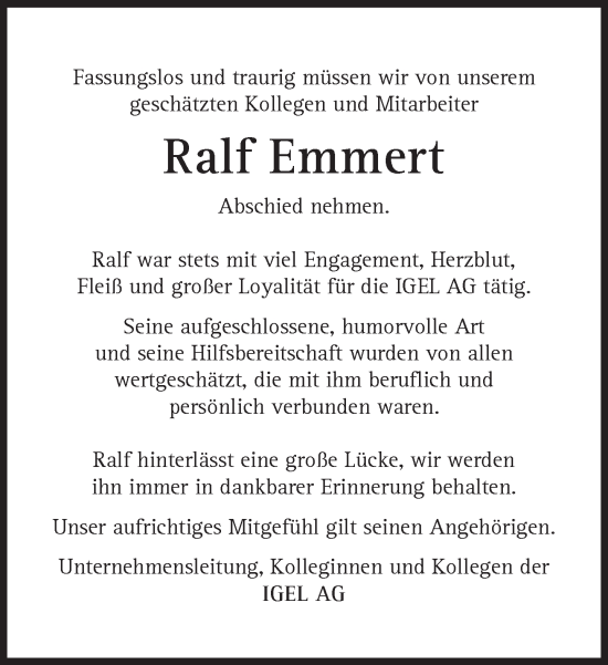 Traueranzeige von Ralf Emmert von Süddeutsche Zeitung