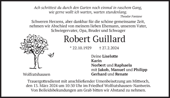 Traueranzeige von Robert Guillard von Süddeutsche Zeitung