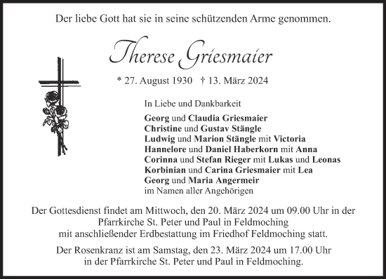 Traueranzeige von Therese Griesmaier von Süddeutsche Zeitung