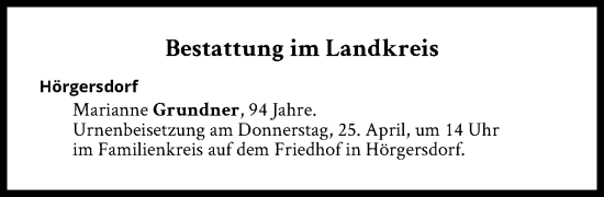 Traueranzeige von Bestattungen vom 25.04.2024 von Süddeutsche Zeitung