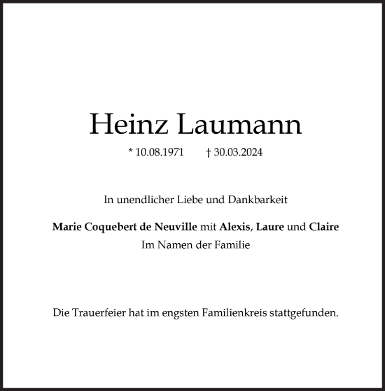Traueranzeige von Heinz Laumann von Süddeutsche Zeitung