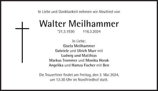Traueranzeige von Walter Meilhammer von Süddeutsche Zeitung