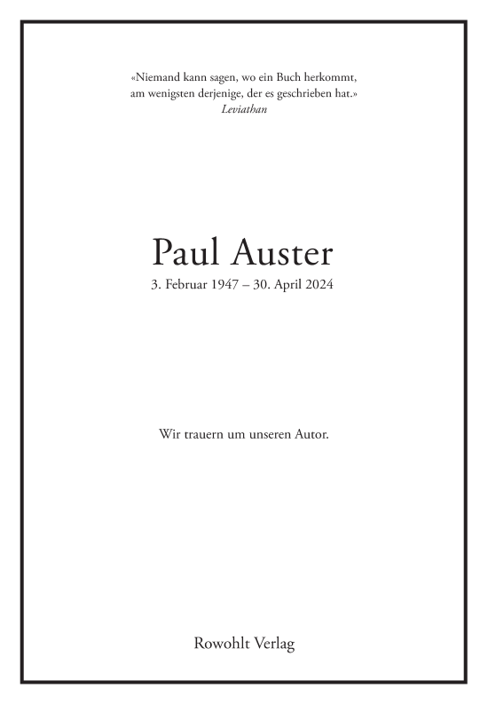 Traueranzeige von Paul Auster 