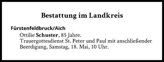 Traueranzeige von Bestattungen vom 18.05.2024 von Süddeutsche Zeitung