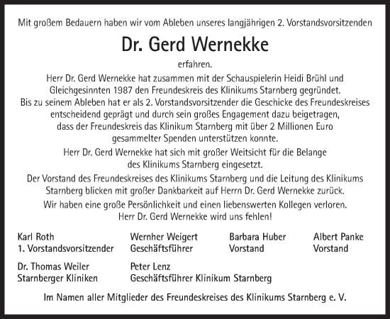 Traueranzeige von Gerd Wernekke von Süddeutsche Zeitung