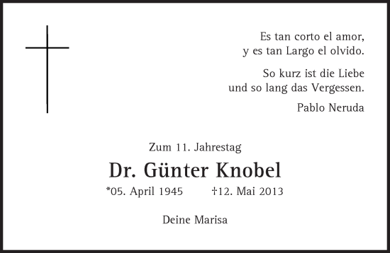 Traueranzeige von Günter Knobel von Süddeutsche Zeitung