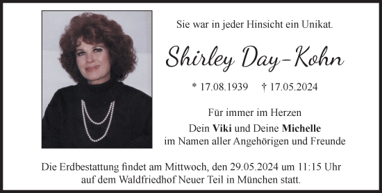 Traueranzeige von Shirley Day-Kohn von Süddeutsche Zeitung