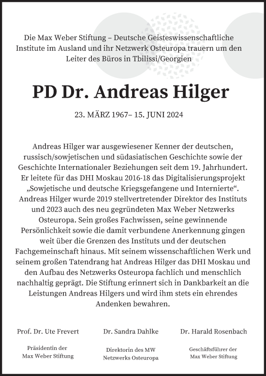 Traueranzeige von Andreas Hilger von Süddeutsche Zeitung