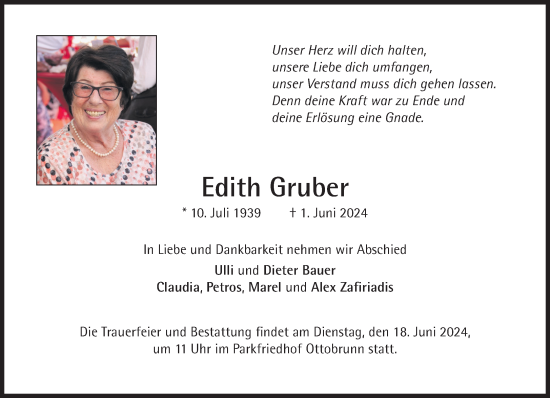 Traueranzeige von Edith Gruber von Süddeutsche Zeitung