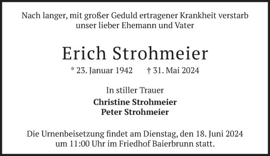 Traueranzeige von Erich Strohmeier von Süddeutsche Zeitung