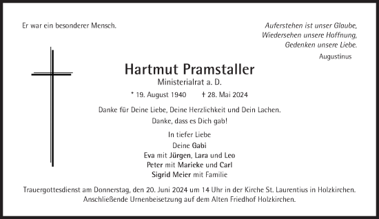 Traueranzeige von Hartmut Pramstaller von Süddeutsche Zeitung