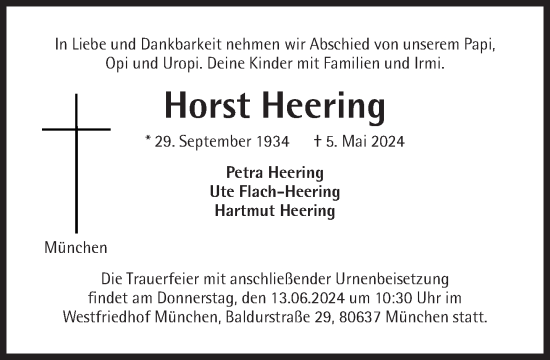 Traueranzeige von Horst Heering von Süddeutsche Zeitung