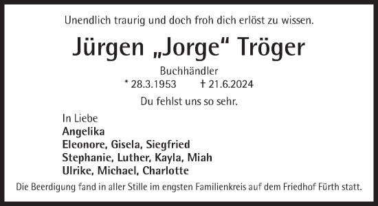 Traueranzeige von Jürgen Tröger von Süddeutsche Zeitung