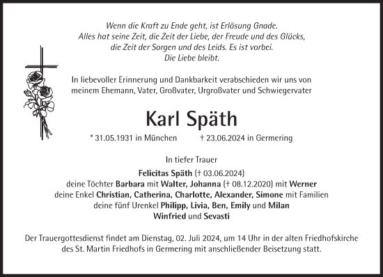 Traueranzeige von Karl Späth von Süddeutsche Zeitung