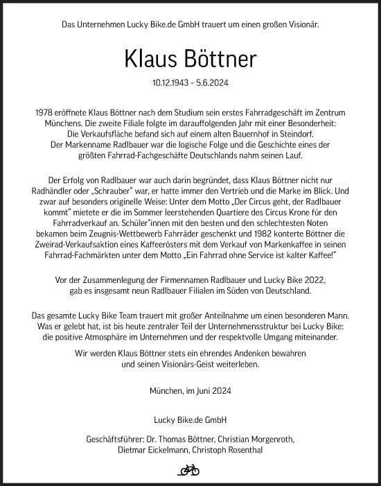 Traueranzeige von Klaus Boettner von Süddeutsche Zeitung