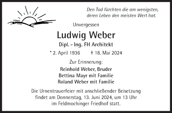 Traueranzeige von Ludwig Weber von Süddeutsche Zeitung