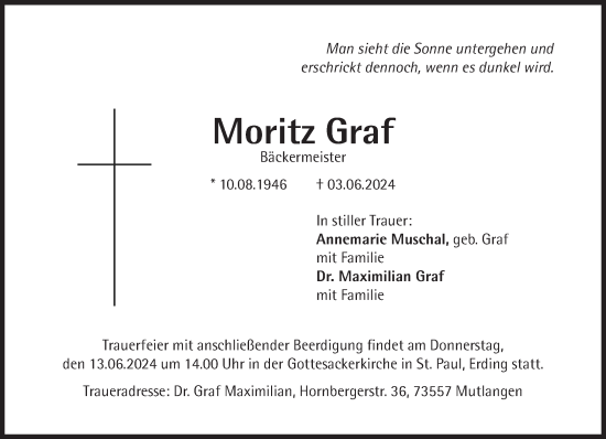 Traueranzeige von Moritz Graf von Süddeutsche Zeitung