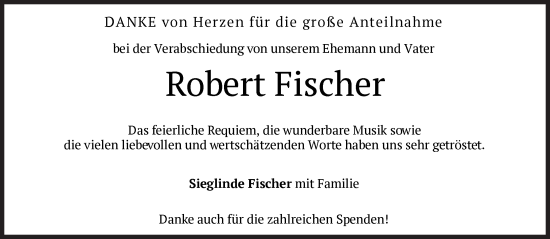 Traueranzeige von Robert Fischer von Süddeutsche Zeitung
