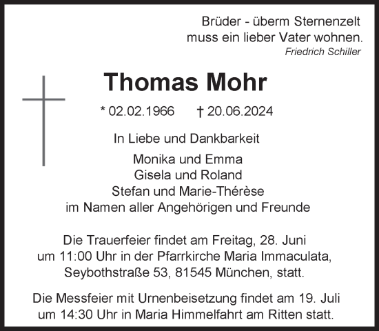 Traueranzeige von Thomas Mohr von Süddeutsche Zeitung
