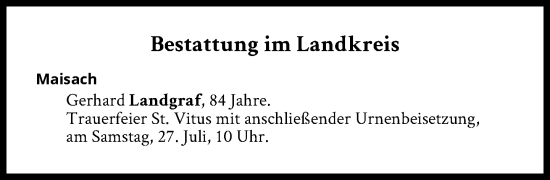 Traueranzeige von Bestattungen vom 27.07.2024 von Süddeutsche Zeitung