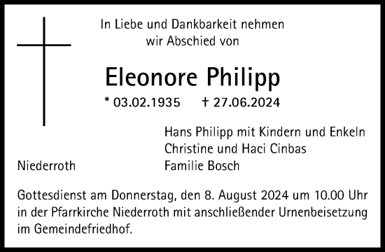 Traueranzeige von Eleonore Philipp von Süddeutsche Zeitung