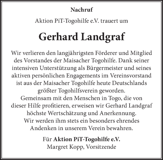 Traueranzeige von Gerhard Landgraf von Süddeutsche Zeitung
