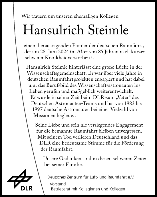 Traueranzeige von Hansulrich Steimle von Süddeutsche Zeitung