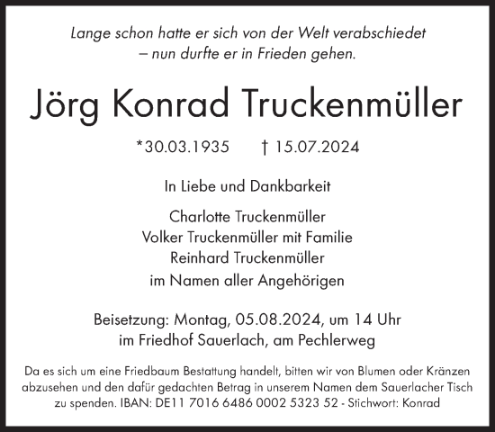 Traueranzeige von Jörg Konrad Truckenmüller von Süddeutsche Zeitung