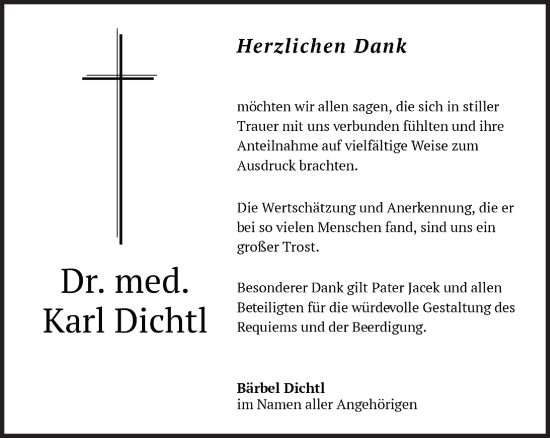 Traueranzeige von Karl Dichtl von Süddeutsche Zeitung