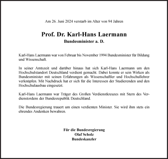 Traueranzeige von Karl-Hans Laermann von Süddeutsche Zeitung