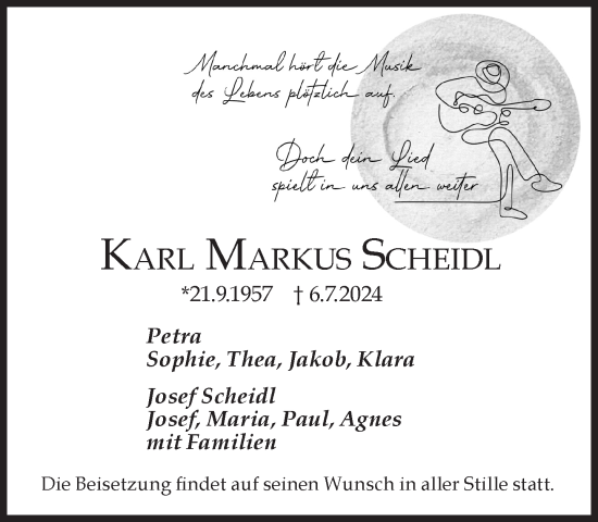 Traueranzeige von Karl Markus Scheidl von Süddeutsche Zeitung