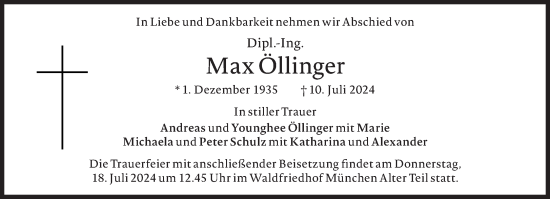 Traueranzeige von Max Öllinger von Süddeutsche Zeitung
