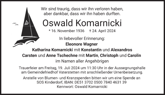Traueranzeige von Oswald Komarnicki von Süddeutsche Zeitung