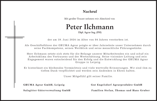 Traueranzeige von Peter Ilchmann von Süddeutsche Zeitung