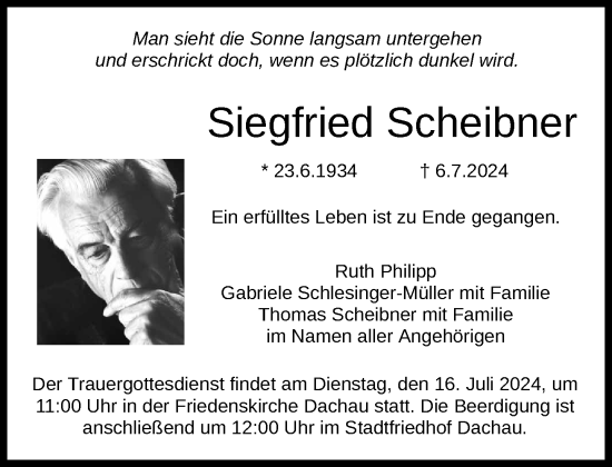 Traueranzeige von Siegfried Scheibner von Süddeutsche Zeitung
