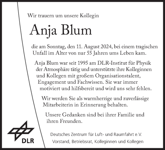 Traueranzeige von Anja Blum von Süddeutsche Zeitung