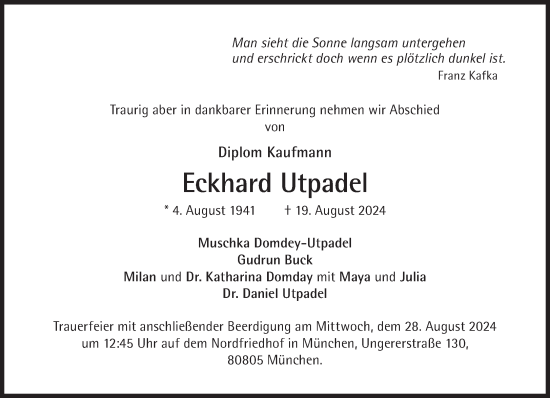 Traueranzeige von Eckhardt Utpadel von Süddeutsche Zeitung