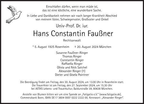 Traueranzeige von Hans Constantin Faußner von Süddeutsche Zeitung