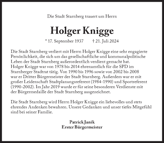 Traueranzeige von Holger Knigge von Süddeutsche Zeitung