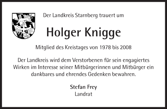 Traueranzeige von Holger Knigge von Süddeutsche Zeitung