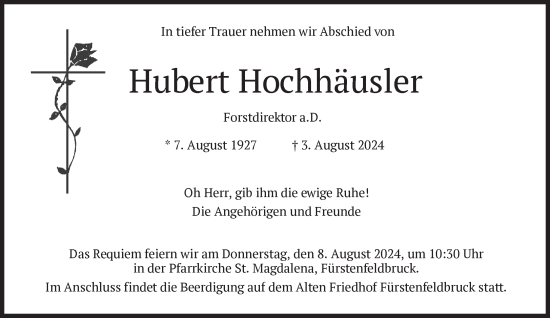 Traueranzeige von Hubert Hochhäusler von Süddeutsche Zeitung