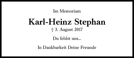 Traueranzeige von Karl-Heinz Stephan von Süddeutsche Zeitung