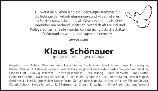 Traueranzeige von Klaus Schönauer von Süddeutsche Zeitung