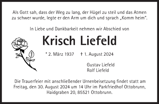 Traueranzeige von Krisch Liefeld von Süddeutsche Zeitung